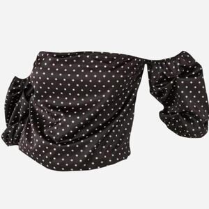 Urban outfitters black and white polka dot off the shoulder blouse